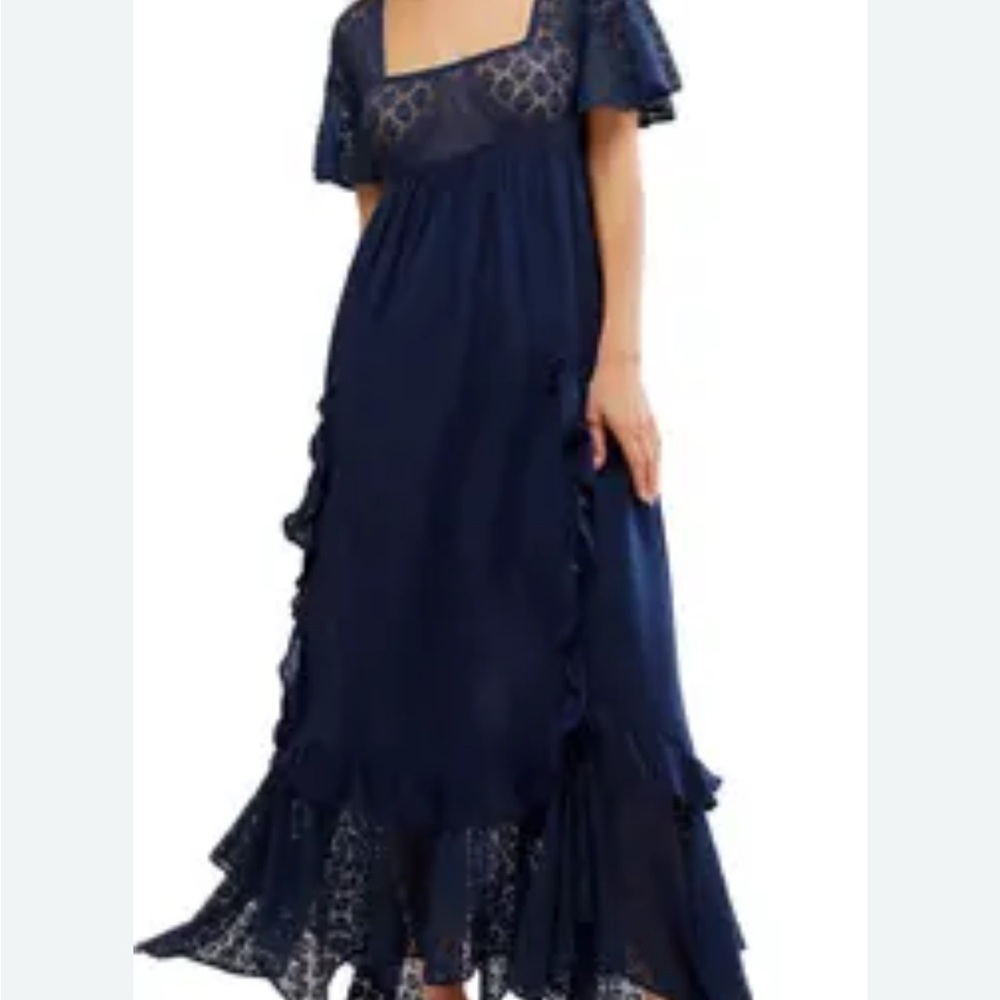Anthropologie Navy Blue Maxi Dress